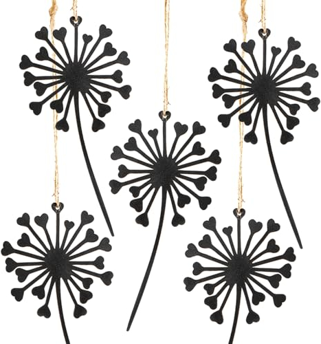Decorazioni da appendere soffione, set di 5: fiori in legno da appendere, decorazioni legno per matrimonio, estate, battesimo, decorazioni per rami, decorazioni finestra, grandi, nere, 15 cm