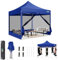 COBIZI Tonnelle Pliante 3x3m Robuste avec 4 Parois, Tente Reception Imperméable avec Moustiquaire, Barnum Pliant Professional Hauteur Réglable, Installation Facile avec Sac de Transport (Bleu Foncé)