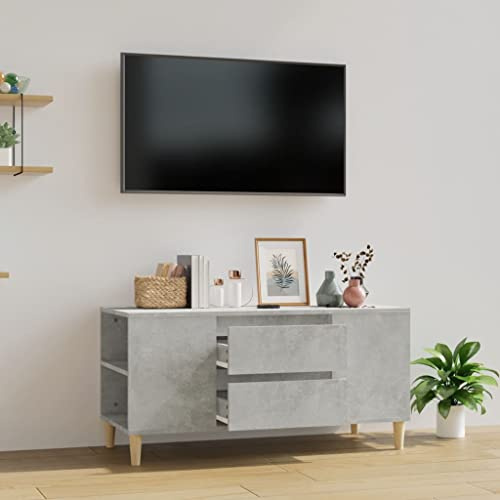 AJSEOYBS Armoire TV, gris béton, 102 x 44,5 x 50 cm, convient pour le salon, la chambre à coucher, le bureau, la salle de réception, le bureau
