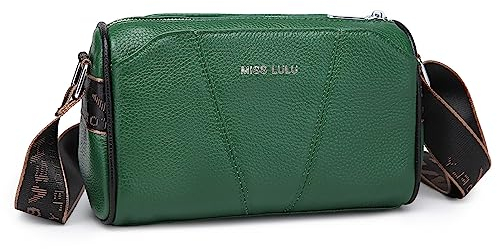Miss Lulu Umhängetasche Damen Klein Crossbody Bag Damen Handytasche zum Umhängenmit Breitem Schultergurt Echtes Leder
