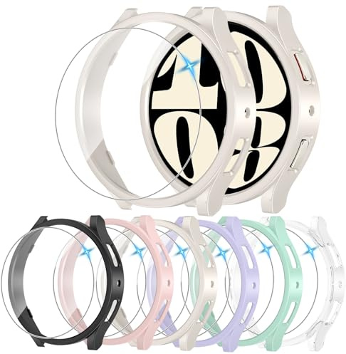 HAANILKYI [6+6 Stück Displayschutzfolie für Samsung Galaxy Watch 6 40mm, wasserdichte Schutzhülle mit gehärtete Displayschutzfolie für Galaxy Watch 6