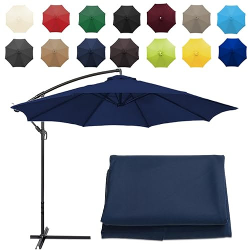 CMJYMX Replacement Parasol Canopy Sun Umbrella Replacement Cloth For 2m-6 Arms 2.7m-6 Arms 2.7m-8 Arms 3m-6 Arms 3m-8 Arms (Color : Navy blue, Size : 8 ribs-3m(9.8ft))