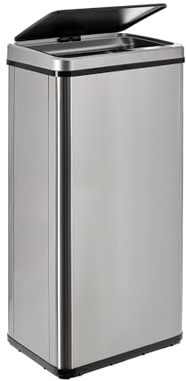 WELL HOME - Cubo de basura inteligente SIN patas con apertura automática o contacto manual, 60L, Alto: 79,5 (x35,5x26), gris.