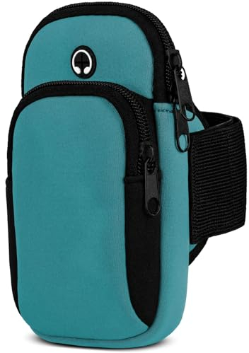 moex Handytasche Joggen für Xiaomi 14 Sportarmband Handy aus Neopren, Handyhalterung Arm zum Laufen Sport Armband, Laufarmband mit 2 Fächern, Lauftasche Jogging - Blau