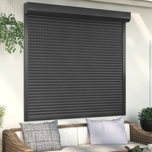 Homgoday Rollladen Aluminium Rollladenpanzer Behang Rolladen Rolladenbehang Vorbaurollladen Vorbaurolladen Rolllade für Fenster 160x150 cm Anthrazit