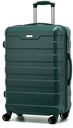 RMW Suitcase Large Medium Cabin Size | Hard Shell | Lightweight | 4 Dual Spinner Wheels | Trolley Luggage Suitcase | Hold Check in Luggage | TSA Combination Lock (Dark Green, Medium 24)