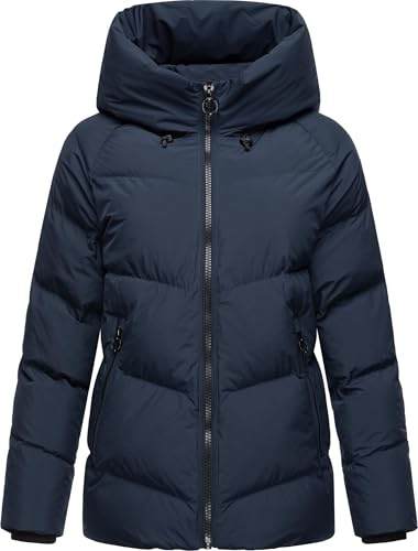 Ragwear Damen Winterjacke warme, wasserdichte Basic-Steppjacke mit Kapuze Cessi YOUMODO Navy Gr. S