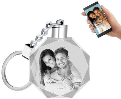 Personnalisé Porte-clés en cristal avec lumière LED Porte-clés personnalisé avec photo gravée Cadeaux commémoratifs personnalisés