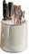 Cachpib Knife Block Without Knives, Kitchen Knife Holder, 360° Rotating Kitchen Utensil Holder, Space Saving Large Capacity Knife Organizer, Chopstick Cage, Creamy White