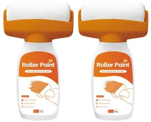Wall Repair Roller Paint, 2x500g White Emulsion Paint Brush, Wall Repair Paint Roller for Walls and Ceilings, White Paint Roller Touch-Up with Sandpaper & Gloves, Wandfarbe for Graffiti Scratches