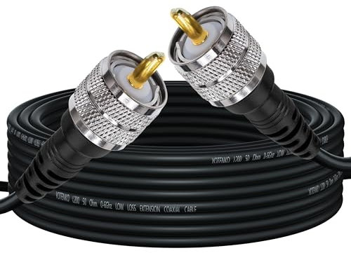 YOTENKO CB Coax Cable 15FT, Low Loss UHF Male Coax with PL259 Connectors, L200 Coaxial Cable (LMR200 Equivalent), Flexible & Durable - 50 Ohm, for CB Ham Radio Antenna HF/VHF