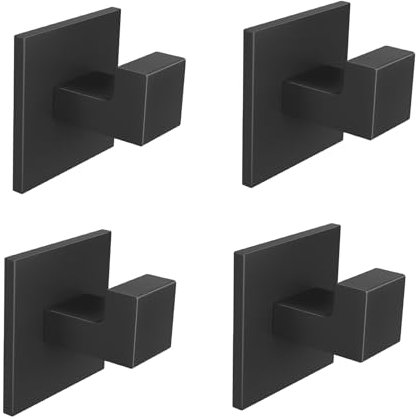 DAZI Haken Selbstklebend, Klebehaken Schwarz für Bad, Küche, Schlafzimmer, Garage, Hotel, Schrank - 4 Stück Schwarz