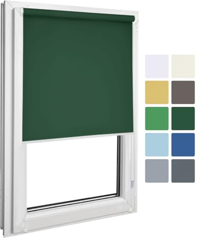 Home-Vision Rollo Klemmfix ohne Bohren Nebbia Dunkelgrün B110cm x H130cm | Fensterrollo mit Seitenzug, einfache Montage ohne Werkzeug, Moderne Fensterdeko