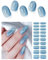 AutyaMee Semi Cured Gel Nail Strips (Light Blue Cat Eye), 20 Pcs Gel Nail Wraps, Stickers, UV Light Required, Salon Quality, Long Lasting