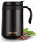 SCJHMY Tasse 500ml, Thermosbecher aus Edelstahl, Thermobecher mit Deckel und Henkel, Doppelwandiges Vakuum ReiseBecher, Camping Mug, Isolierte Kaffeetasse aus Edelstahl (Schwarz, 500ml)