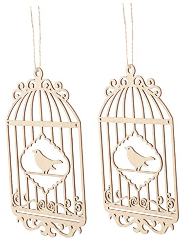 DIYEAH 2stücke Unbehandelte Vogelkäfig Dekoration -ausschnitte Für Kreative Bastelprojekte Für Und Heimdekoration Oberfläche Naturholz Material