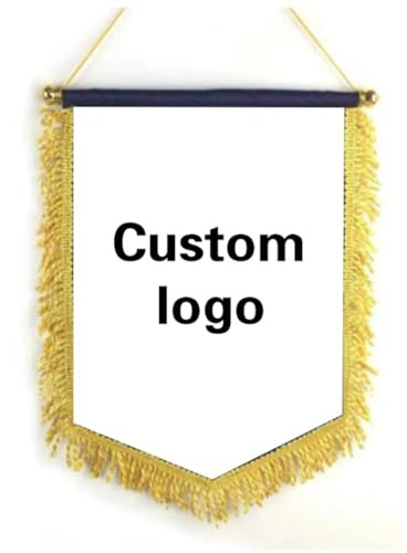 Customised logo banners with individual logo, square, football team flag, hanging pennant (L, 8 x 12 inches)