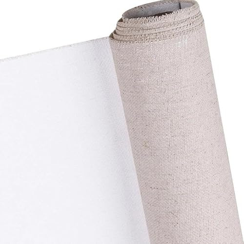Rouleau de Toile de Coton Toile vierge professionnelle for peinture, rouleau de 5 m, une couche, peinture à l'huile acrylique, toile en lin mélangé, apprêtée, fournitures d'art for débutants(38cm)