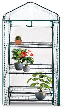 Ironhand Garden Gewächshaus - 3 Etagen mit versärktem Maschendraht - Pflanzenhaus - robuster 135g PE Mesh-Abdeckung - mit stabilem Eisenrohr-Gestell Ø16 mm - Rostschutz-Beschichtung - weiß