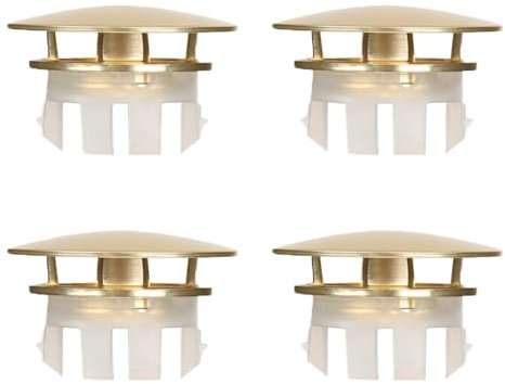 Confezione da 4 coperture rotonde per foro di troppopieno, per lavello, bagno, cucina (oro satinato)