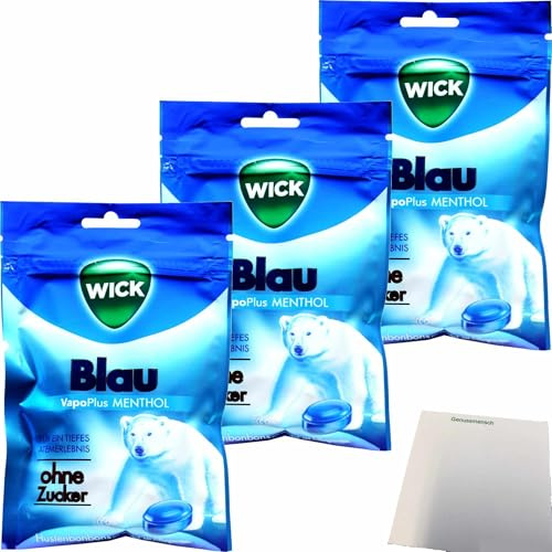 usy Bundle für Wick Blau Menthol Zuckerfrei 3er Pack (3x72g Beutel) + usy Block