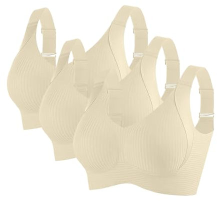 ZTFYKLIN Lot de 3 Soutiens-Gorge de Sport pour Femmes Confortable sans Armature Soutien-Gorge de Tous Jours à Couverture Complète Lingerie Femme Bretelles Réglables sous-vêtements Respirantsles