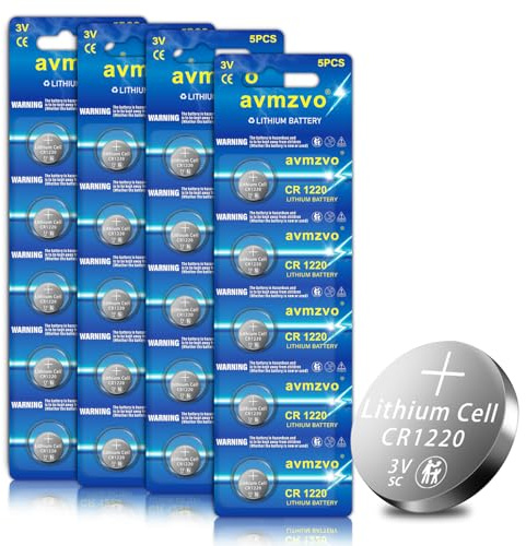 avmzvo CR1220 Batterien Knopfzelle, 20 Stück, 3V Lithium Coin Batterie, auslaufsicher, Lange Haltbarkeit, kindersichere Verpackung【5 Jahre Garantie】