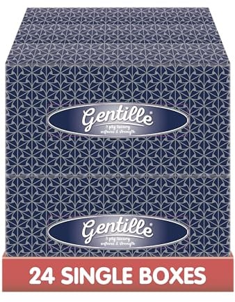 Gentille Facial Tissues – 24-Pack | Soft 3-Ply Tissues | Ultra-Plush, Premium Strength | Made in UK (Regular)