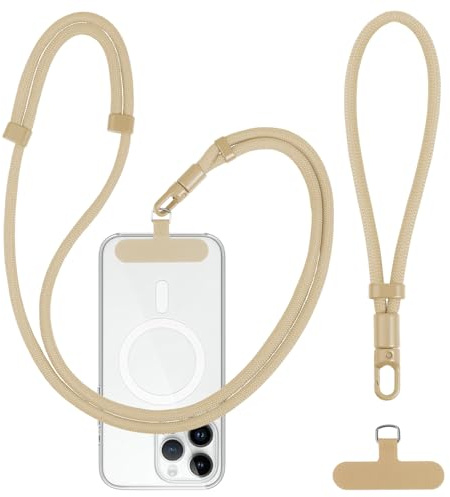 YFLeomry Handyband Universal Lang Kurz 1 Verstellbares Handy Band Weiß | 1 Handschlaufe mit 2 Stück Universelles Patch, Handyschnur Zum Umhängen, Handy Lanyard Abnehmbar für Alle Smartphones