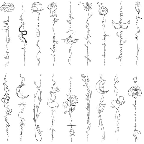 VelvetGlow Tatouages Temporaires Semi-Permanents pour Femmes et Filles, 8 Feuilles avec Tatouages Floraux et Textes pour Adultes, Résistants à l'eau, Réalistes