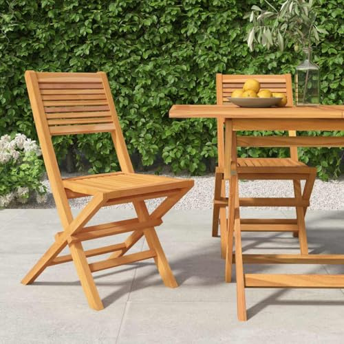 Tonture Gartenstühle 2er-Set Klappbar, 47x62x90 cm, Massivholz Teakholz, wetterfest, für Garten, Balkon und Terrasse, hohe Tragfähigkeit