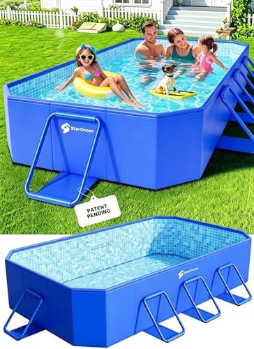 Piscina pieghevole, grande piscina non gonfiabile per bambini, piscina pieghevole per adulti con guscio in plastica rigida, sovradimensionata, piscina pieghevole portatile per bambini per cortile