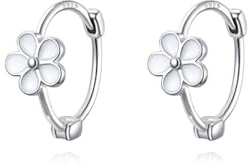 AOSWUD Ohrringe Gold Mädchen,925 Sterling Silber Kinderohrringe mit Blumen,Creolen Mädchen Goldfarben & Silberfarben,Schmuck Geschenk