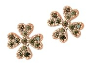 Einzelstück® Ohrringe in Kleeblatt Form mit grünen Zirkonia Kristallen I Ohrstecker Lucky 925 Sterling Silber 14K vergoldet I Silber, Gold & Rosegold (Rosegold)