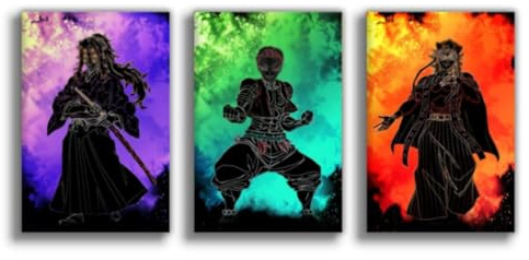 Generisch Anime Demon Leinwand Poster, 3-teiliges Wandkunst-Set im japanischen Anime Demon Stil für Schlafzimmer, Wohnheim, Wohnzimmer, Jungenzimmer & Männerhöhle Ungerahmt 20 x 30 cm