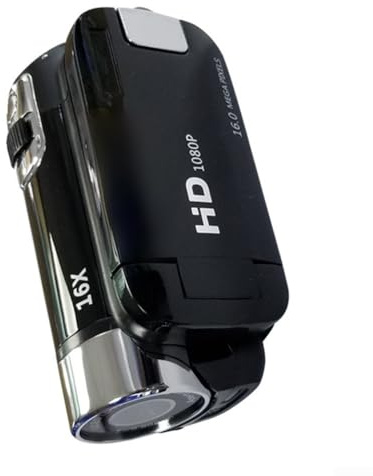 Digitale Videokamera mit 1080P Full HD, 16X Digitalzoom & 2,7 Zoll drehbarem LCD, Bildstabilisierung, USB-Anschluss für Fotos und Videos, ideal für Vlogging und Reisen(Black)