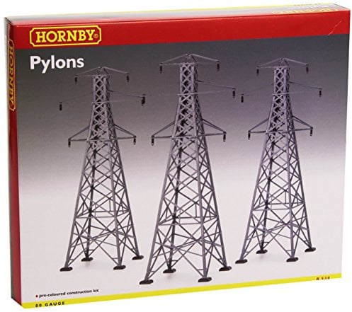 Hornby R530 Pylons for Model Railway OO Gauge, Model Train Accessories for Adding Scenery, Dioramas, Woodland, Buildings and More, Model Making Kits - 1:76 Scale Model Accessory