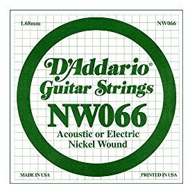 D'Addario NW066 Nickel Wound Electric Guitar Single String, .066