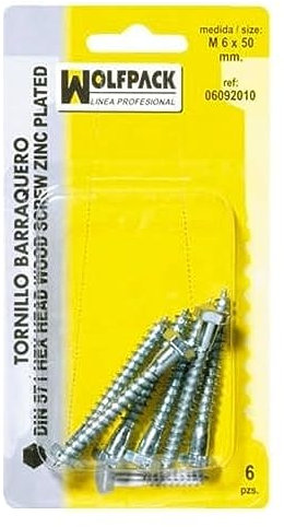 WOLFPACK LINEA PROFESIONAL Tirafondo Barraquero DIN571 8 x 50 mm