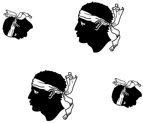 Akachafactory 4 x Aufkleber Sticker Auto, Motorrad, pc Notebook Koffer mit Korsika-Flagge Korsika