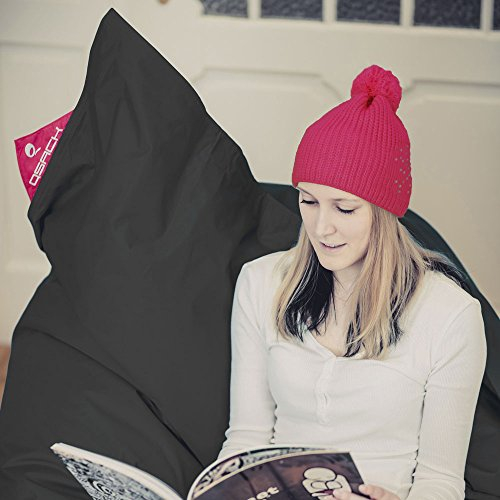 QSack Outdoor Sitzsack XXL, Deutscher Qualitätsfüllung, 140x180 cm (Schwarz)