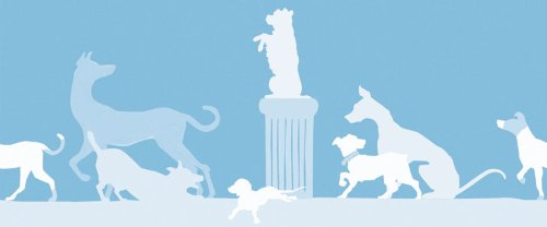 3er Set GMM - selbstklebende Tapeten Borte, Bordüre Pedigree Tapetenborten für Hunde Liebhaber in hellblau, 3x5m mit eleganten Silhouetten für Wohnakzente in Wohnräumen, Gang, Gästezimmer, WC