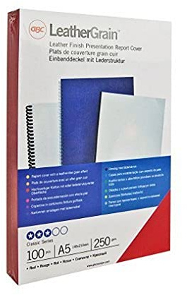 GBC CN040030 Cover Leather Grain Retail Pack A4 Card 250 g/m² Pack of 25 Red