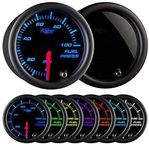 GlowShift Tinted 7 Color 100 PSI Fuel Pressure Gauge