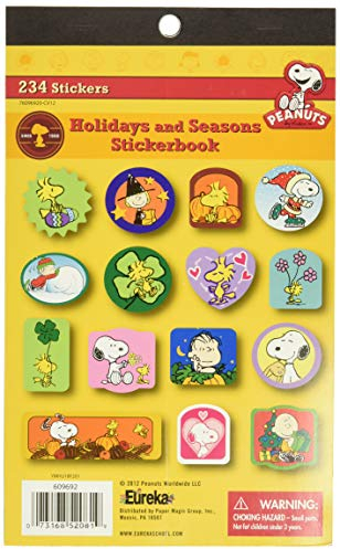 Eureka Back to School Classroom Supplies Seasonal and Holiday Peanuts Stickerbuch, 234 Stück
