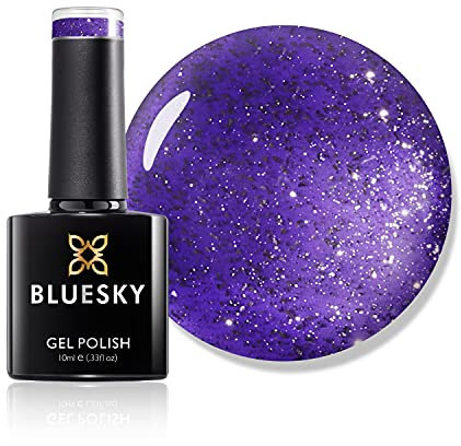 Bluesky Gel Nail Polish, Purple Pizzazz VIP08, Dark Purple Glitter, Long Lasting, Chip Resistant, 10 ml (Requires Drying Under UV LED Lamp)