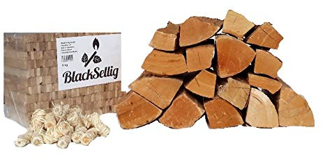 80 kg leña Chimenea Madera Haya auténtica ofenfertig kammergetrocknet en 30 – 33 cm longitud + 8 kg anfeuer Madera + 30 pieza anzünd lana – Los salvavidas del paquete