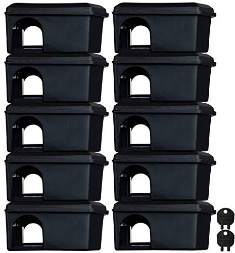 Roshield 10 latas Negras de Cebo para Ratones con precinto de Seguridad - Mantiene el Veneno para Ratones a Salvo de niños y Mascotas (vacías - no contienen Cebo para roedores)