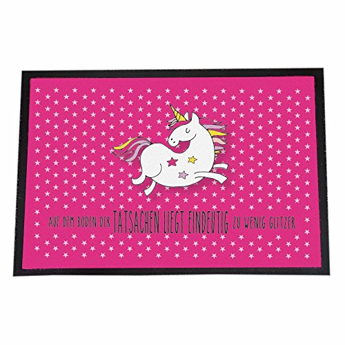 4you Design Einhorn Fußmatte -Auf dem Boden der Tatsachen liegt eindeutig zu wenig Glitzer- 40x60cm Türmatte für den Innen- & Außenbereich – Geschenk für Frauen