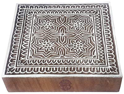 5 Inch Indisch Drucken Blöcke Groß Vintage Quadrat Gestalten Großer Holzstempel